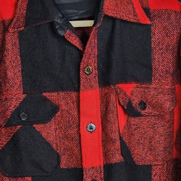 Bronzini Red and Black Buffalo Check Wool Blend Semi Lined Vintage Shacket Sz L - Picture 3 of 16